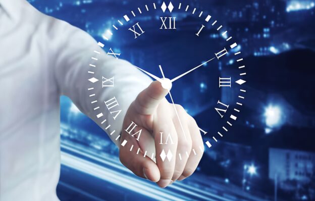 Clock interface symbolizing buyer journey data timing issues when revenue intelligence reaches teams too early or too late in the sales process