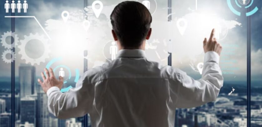 Business professional analyzing digital customer signals and market data to support GTM signal extraction and revenue intelligence.